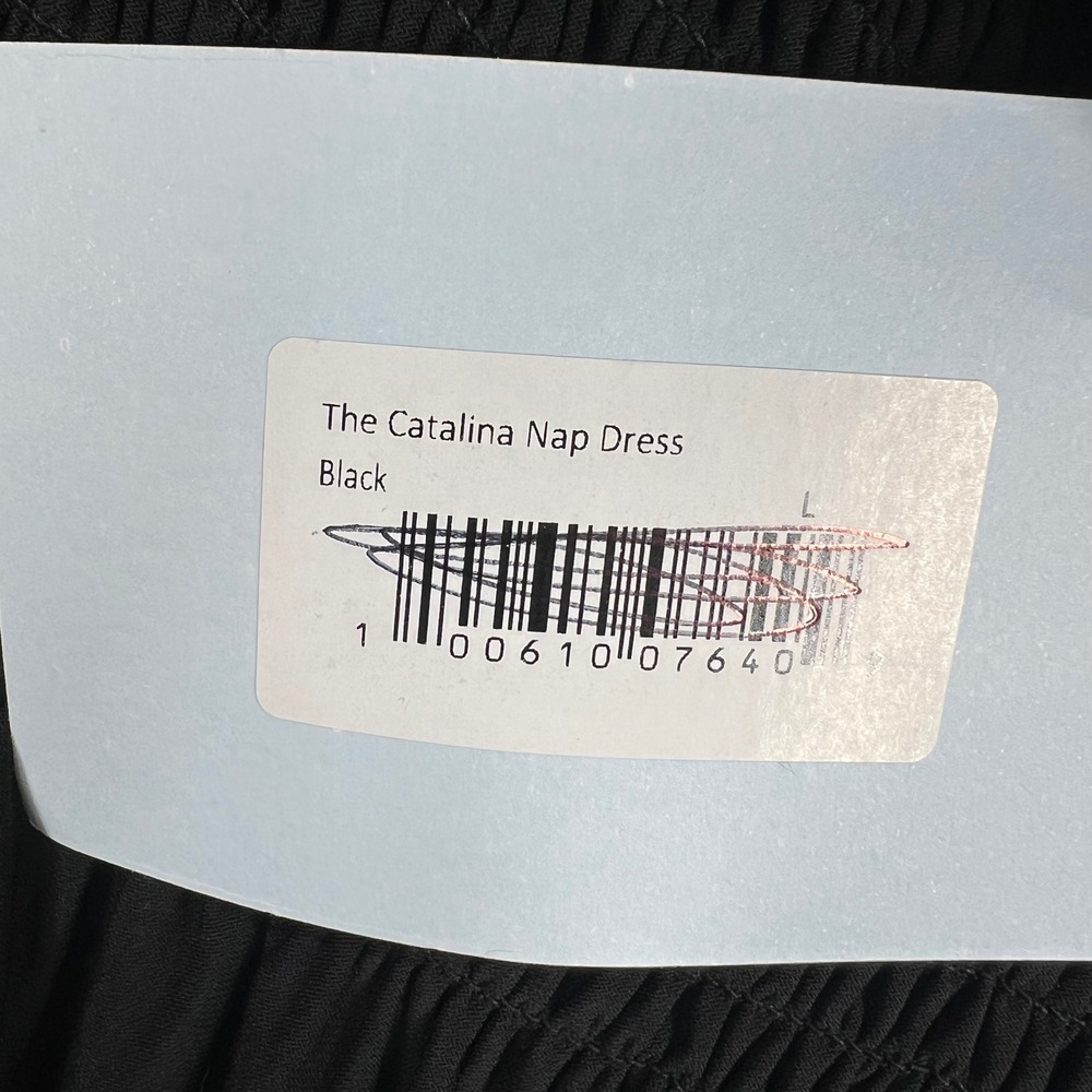 Hill House Home The Catalina Nap Dress Womens L Black Smocked Off Shoulder NWT - Picture 6 of 11
